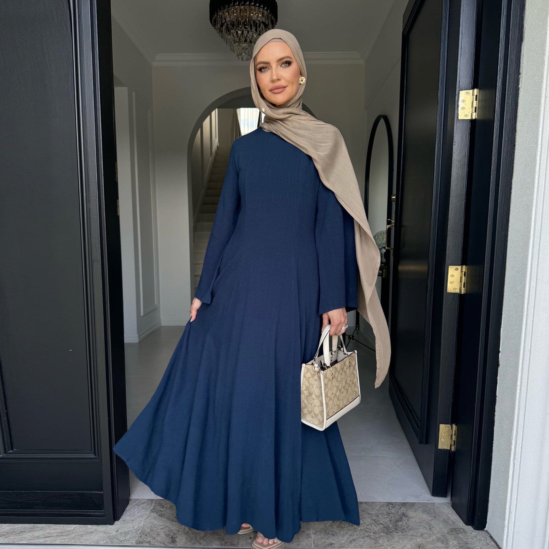 long autumn dress islam Homenesgenics Dresses for Women Muslim Festival Party Sun Dress Muslim Dress Spring Long Sleeve Oversize Gown, Women's, Size: Large, Pink