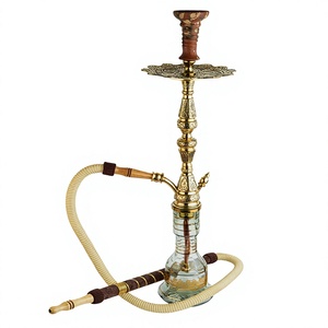 Cachimba Egipcia Khalil Mamoon Shika Imperador de Latón al por Mayor, 48 cm, con Tallo de Latón Hecho a Mano, Acabado Esmerilado, Moderna y Ecológica - Product Image 1