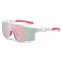 Lunettes de soleil de sport professionnelles pour l'extérieur, monture PC, cerclage intégral, verres miroir noirs/Noir, protection UV400, logo personnalisé KM KM006