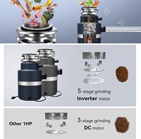 Broyeur de déchets alimentaires à double étage, grande capacité 1150 ml, MCD17-T7, 1 CV, pour cuisine