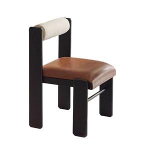 Chaise de salle à manger en bois massif avec dossier, style vintage, design rétro pour la maison ou le bureau - Product Image 5