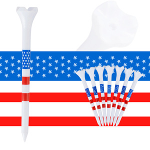 <b>Golf</b> Ball Tee With Flag Pattern Striped Cleats Plastic 83mm Four Corner Durable For <b>Golf</b> Sports - Product Image 4