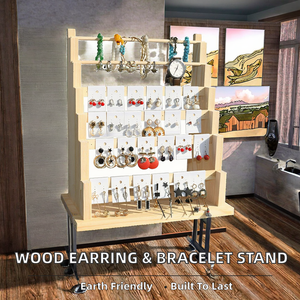 Support de présentation de bijoux en bois massif, écologique et artistique, pour boucles d'oreilles, bracelets, organisateur pour clips d'oreille, anneaux, bijoux suspendus, cadeau - Product Image 2