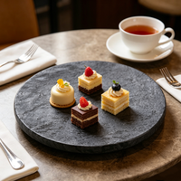 Assiette en marbre noir écologique, durable et polie, décoration d'intérieur, articles de cuisine, service personnalisé