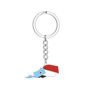 Mode <span class=keywords><strong>sud</strong></span>-yémen carte pendentif porte-clés pour hommes et femmes titane acier or argent couleur tour de cou yémen drapeau contour bijoux cadeau - Product Image 5