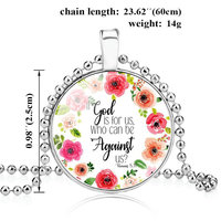 Collares al por mayor con dijes de flores católicas, cúpula de cristal y versículos bíblicos, inspiradores de fe, para mujeres y hombres, joyería cristiana