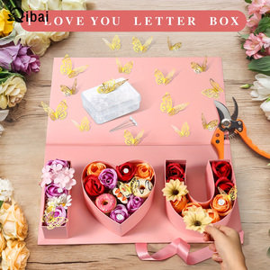 Qibai ti amo con coperchio rosa fiore rigido di lusso scatole regalo regalo di san valentino confezione regalo di fiori regalo per la festa della mamma - Product Image 5