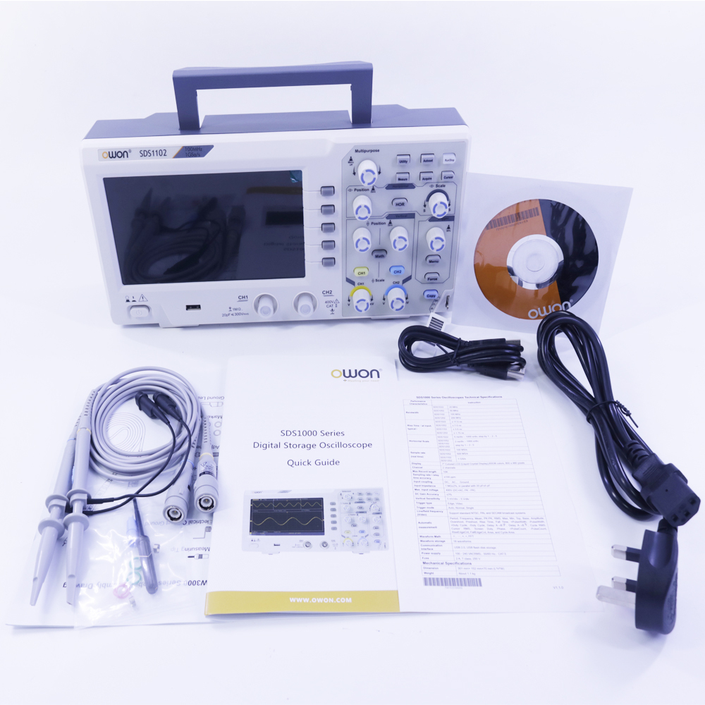 OWON SDS1102 Oszilloskop – 2-Kanal, 100 MHz Bandb Produktbild-Vorschau 3