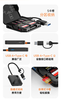Lecteur de cartes SD/TF multi-prises USB 3.0 + Type-C 2-en-1 pour appareil photo, téléphone portable et ordinateur