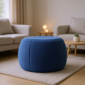 Pouf ottoman DB Jaxx Ellis en fausse fourrure d'agneau indigo, petit modèle, amovible, moderne, pour la maison, la chambre ou les enfants - Product Image 2
