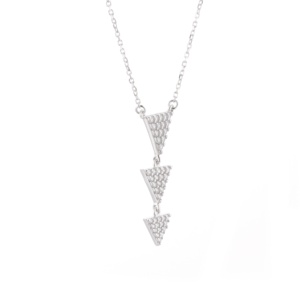 Bijoux en argent Sterling 925, collier Lariat, chaîne, Triangle, zircon cubique, collier pour femmes, ensemble de bijoux de mariage - Product Image 3