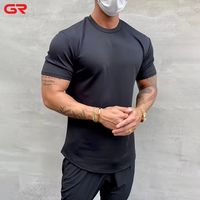 Logo personnalisé imprimé hommes Gym T-Shirt respirant haute extensible coton à manches courtes Scoop Hem solide motif sérigraphie Jersey