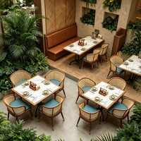 Meubles de restaurant contemporains, canapé en rotin et ensembles de tables et chaises pour hôtel, restaurant, café, restauration