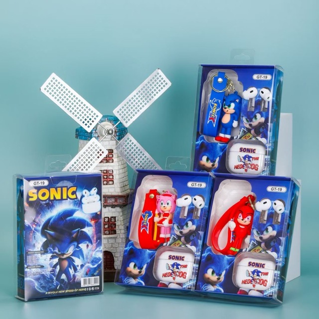 GT-19 the Hedgehog Themed TWS Wireless Earbuds Cute Cartoon Bluetooth Headphones with Keychain Noise Cancelling In-Ear Earphones