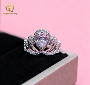 Original Design Luxury Women's <b>Ring</b> <b>Crown</b> Shape Pear Cut High Clarity Lab Grown Diamond IGI Certificate Custom for Daily Wear - Product Image 2