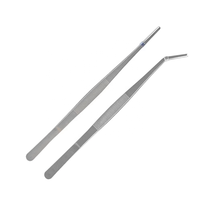 Pince d'alimentation en acier inoxydable pour animaux, tête coudée, manche allongé, pince pour animaux de compagnie, oiseaux, reptiles, pointe antidérapante