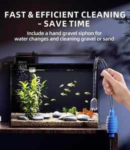 Kit d'aquarium moderne d'intérieur de 5 gallons avec filtre, lumière LED, minuterie, aspirateur à <span class=keywords><strong>siphon</strong></span>, couvercle, nettoyage automatique, aquarium sans bordure en verre <span class=keywords><strong>pour</strong></span> betta - Product Image 5