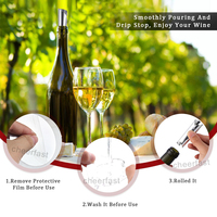 Lot de 2 verseurs à vin personnalisés avec bec verseur personnalisé en aluminium et bec verseur en PET pour le vin disque à vin en argent