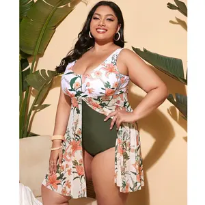 DAMOCHIC Custom Large Tankini Flowy Swimwear Beachwear Floral Tropical Print Big Women Plus Size Tankini One Piece Swimsuit 2023