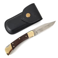 Couteau pliant de survie de haute qualité, manche en bois de santal doré classique, acier 440C, pour le camping, les voyages, la pêche, la chasse, la survie en plein air