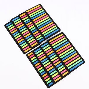 6 paquets de marque-pages autocollants fluorescents multicolores en forme de bande longue, marque-pages de page à fond noir pour bureau, école, livres - Product Image 1