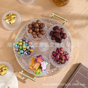 Glass <b>Snack</b> Dish <b>Tray</b> Set With Bowl Handle For Dessert Fruit Serving Platter - Product Image 1