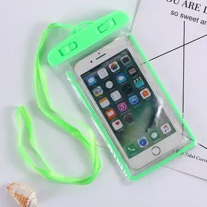 Benutzer definiertes Logo Universal Fluor scent Swimming Phone Case PVC Wasserdichte Handy tasche Touchscreen
