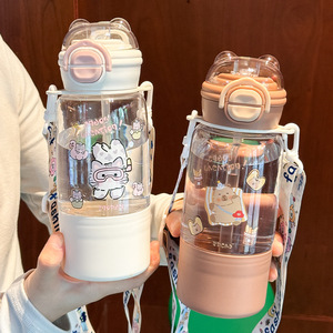 Honglixin Plastic Water Bottle 600Ml With Straw Bpa Free For Child Travel Outdoor Use - Product Image 4