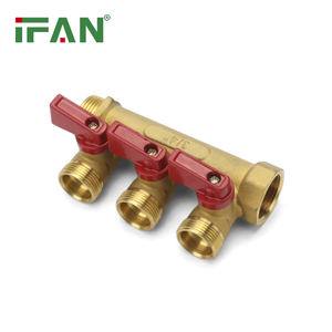 IFAN Trustable poignée <span class=keywords><strong>rouge</strong></span> filetage laiton collecteur 3 voies haute pression raccord PEX 3/4 ''-1'' couleur jaune vanne en laiton - Product Image 5