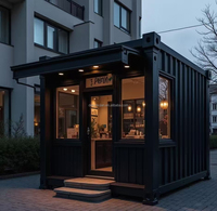 Maison conteneur au design postmoderne créatif avec panneaux sandwich, emballage plat 40 pieds, pour hôtels, restaurants, bars, boutiques et centres commerciaux