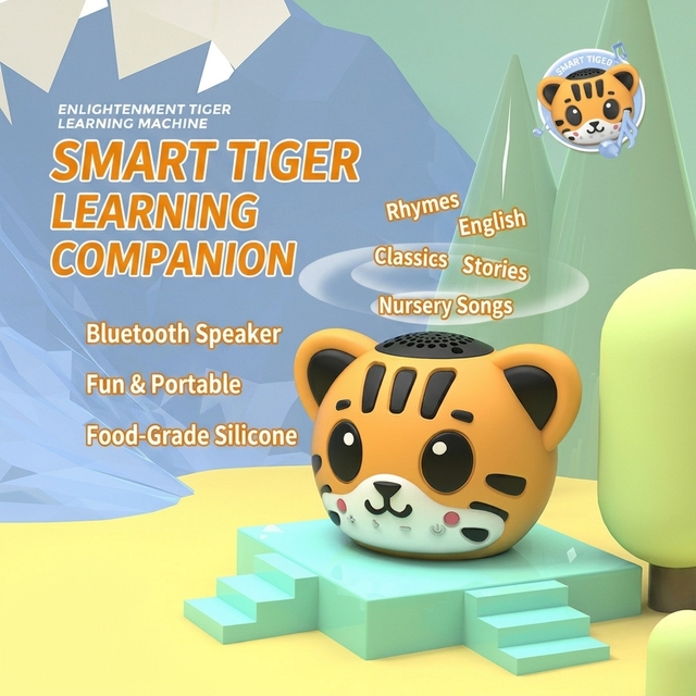 Cute Tiger Kids  Speaker Portable Wireless Music Player IP65 Waterproof Early Learning Story Machine for Baby Toddlers
