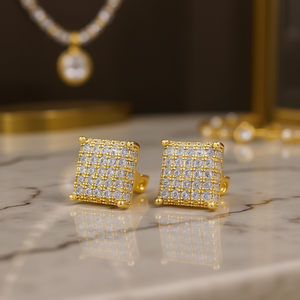 Orecchini a lobo E1684 in oro bianco con diamanti taglio brillante rotondo, montatura a griffe, gioielli geometrici di lusso da donna - Product Image 2