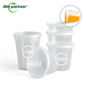 16/24/32oz rõ ràng PP Pet súp cốc Deli Snack <span class=keywords><strong>container</strong></span> takeout vòng nhựa Jar hộp dùng một lần thực phẩm bồn tắm lưu trữ bát với nắp - Product Image 1