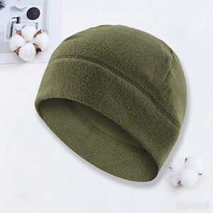 Custom Logo Embossed <b>Fleece</b> <b>Beanie</b> Hat Windproof Warm Winter Skull Cap Unisex Outdoor Sports Ski Running Plain 100% Polyester - Product Image 3
