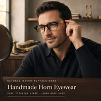 Montures de lunettes artisanales en corne de buffle, monture optique pleine, charnière à ressort en titane, unisexe, logo personnalisé