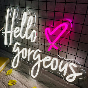 E letrero de neón LED personalizado Oh baby Hello Gorgeous logo acrílico diseño Logo electricidad LED neón para decoración de <span class=keywords><strong>luz</strong></span> de fiesta de boda - Product Image 1