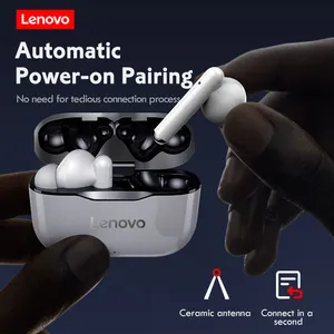 Lenovo-auriculares inalámbricos LP1 BT5.0, dispositivo de audio TWS, con caja de carga, estéreo 9D, deportivos, resistentes al agua, con micrófono, LED Original