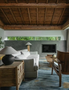 Casa de huéspedes/Resort rural moderna Vigas de madera e <span class=keywords><strong>interiores</strong></span> rústicos de vidrio grande <span class=keywords><strong>Casas</strong></span> de madera simples naturales - Product Image 4