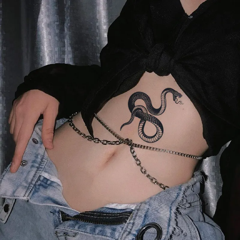 Bindi Snake Temporary Henna Body Tattoo Sticker Stencil For Men Arm Tattoo With Flower Waterproof Vinyl PVC Tattoo Sticker