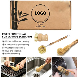 Custom Logo Wooden Dish Cleaning <strong>Brush</strong> Set Kitchen <strong>Washing</strong> <strong>up</strong> <strong>Brushes</strong> Bamboo Natural Fibers Eco Friendly Wooden Pot <strong>Brush</strong> - Product Image 4