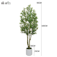 Arbre d'olivier artificiel haut de gamme YILUN de 6 pieds avec tronc en bois naturel, résistant aux UV, pour la décoration de la maison, du bureau ou du centre commercial