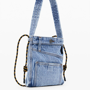 Denim Small Chest Sling Mobil <strong>Phone</strong> Messenger <strong>Bag</strong> Stylish Cellphone Holder Organizer Adjustable Unisex Retro Crossbody Pouch <strong>Bag</strong> - Product Image 3