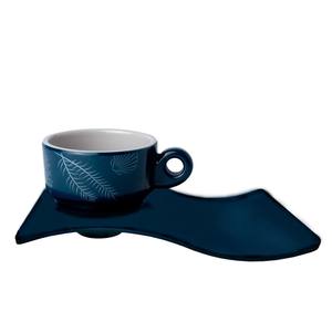 Set di 6 tazze e piattini in gres classico per tè e caffè nella vita commerciale marina per uso di caffè e tè - Product Image 1