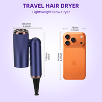 Sèche-cheveux professionnel compact pliable à ions haute vitesse, moteur sans balais 110000 tr/min, température constante, MeStar