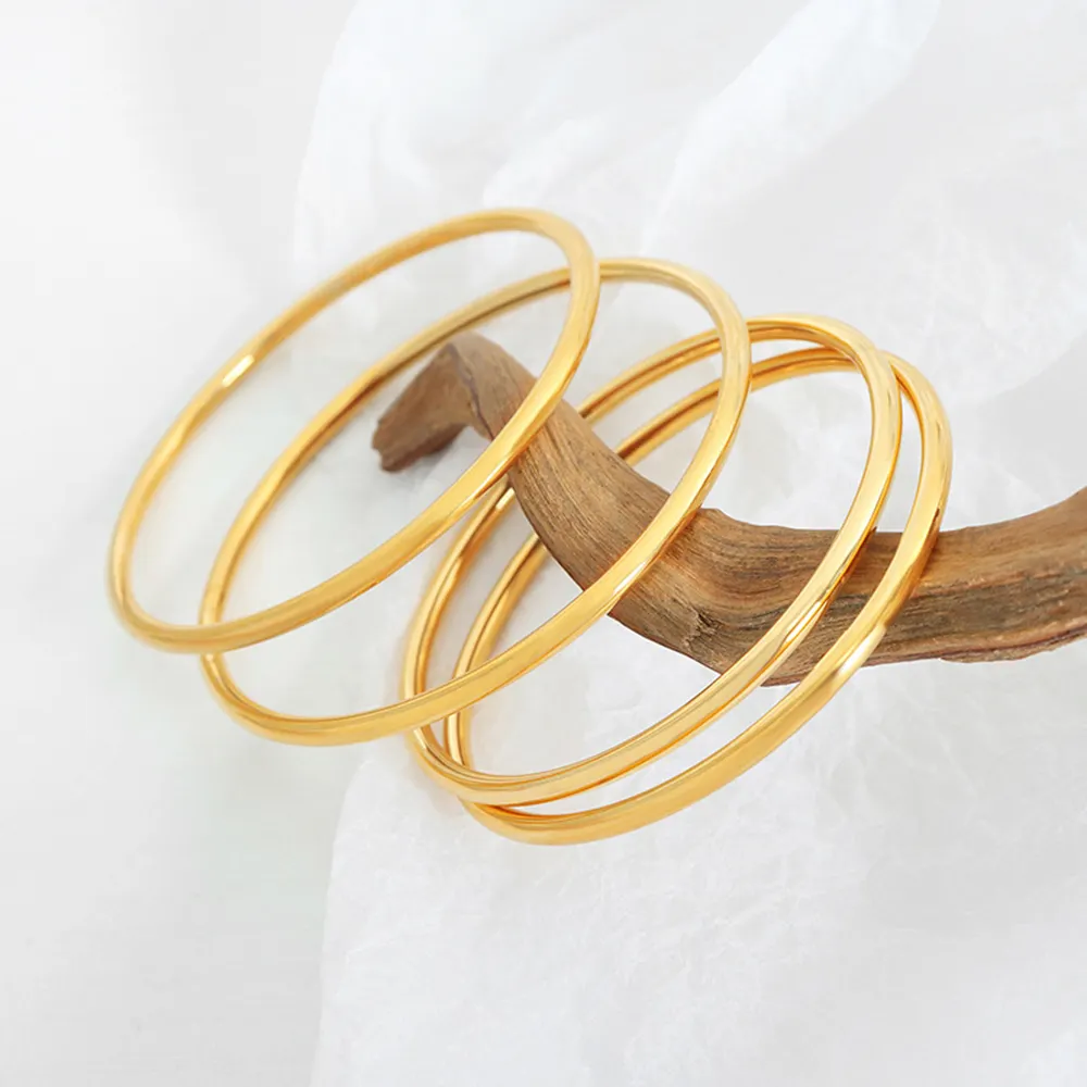 316L thép không gỉ đồng bằng vòng 3mm Vòng tròn đơn Bangle đóng vòng tròn mỏng dây Vòng đeo tay xếp chồng Bangles cho phụ nữ cô gái