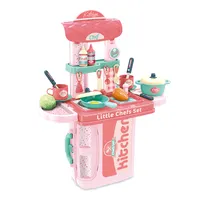 Nieuwe Juguetes Plastic Grote Musical Pretend Play & Voorschoolse Koken Game Set Keuken Speelgoed Voor Meisjes In Case Bag