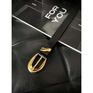 Ceinture pour femme à boucle symétrique, boucle à ardillon en alliage noir, style décontracté, ceinture en cuir PU - Product Image 2