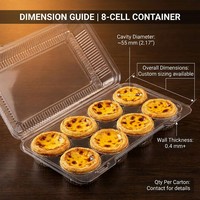 Boîte d'emballage alimentaire en PET de qualité alimentaire pour tartelettes aux œufs, boîte d'emballage jetable en blister avec cavités, boîte d'emballage alimentaire empilable
