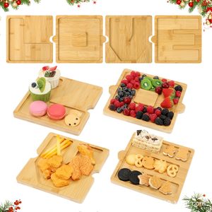 Ensemble de plateaux de service modulaires en bois, planche à fromage en bambou pour la présentation des aliments, utilisation multifonctionnelle en cuisine - Product Image 4