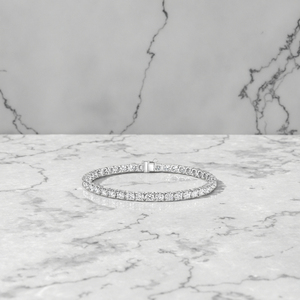 Alta Gioielleria Bracciale Tennis in Oro Bianco 14K 18K con Diamante da Laboratorio da 2mm 3mm 4mm Montatura Classica a 4 Griffes Idea Regalo - Product Image 3